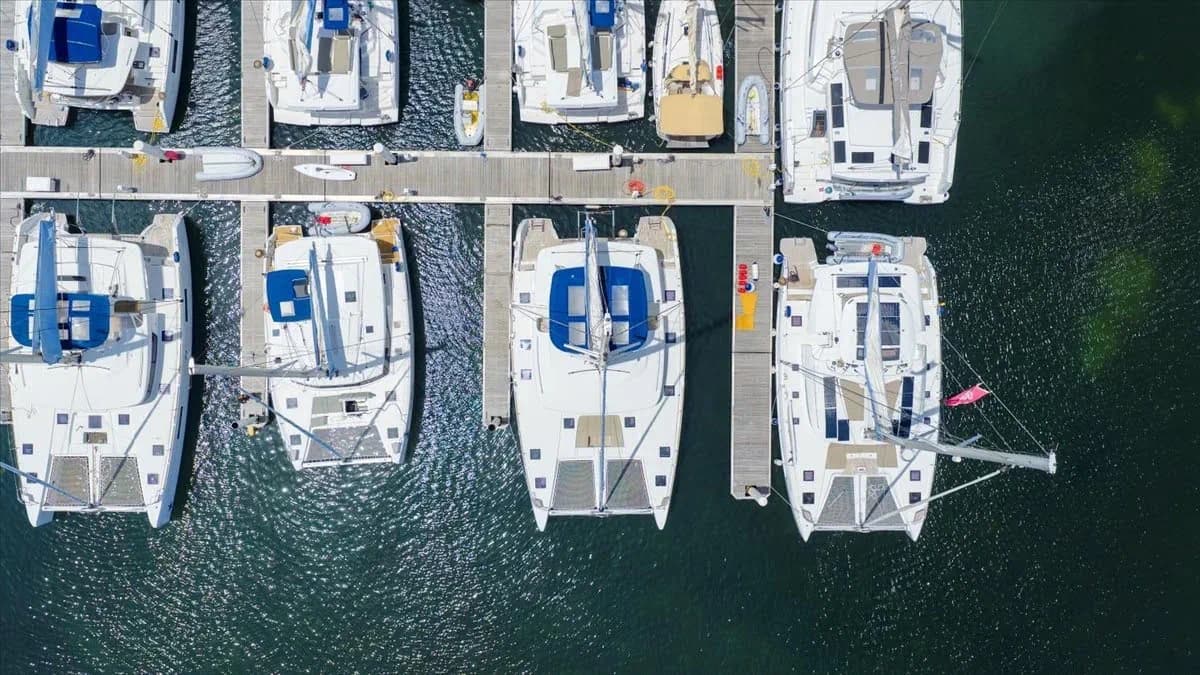 Marina with charter yachts