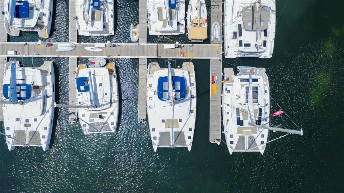 Marina with charter yachts